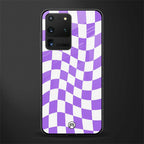 purple white trippy check pattern glass case for samsung galaxy s20 ultra image