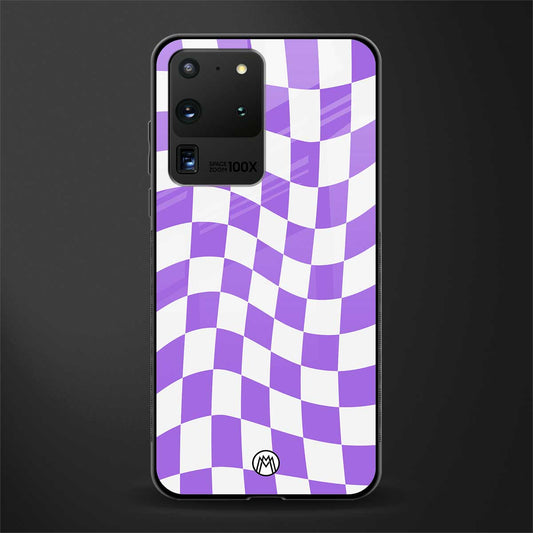 purple white trippy check pattern glass case for samsung galaxy s20 ultra image