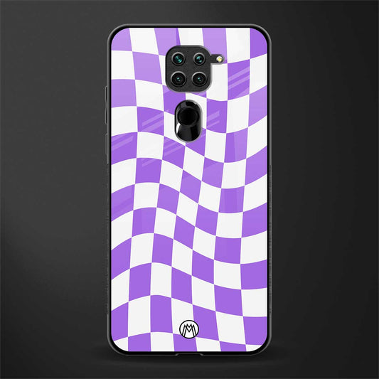 purple white trippy check pattern glass case for redmi note 9 image