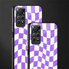 purple white trippy check pattern glass case for redmi note 11 image-2