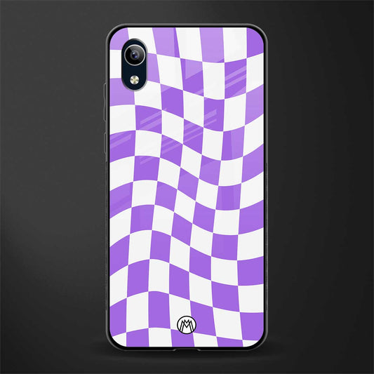purple white trippy check pattern glass case for vivo y90 image