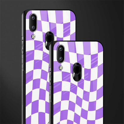 purple white trippy check pattern glass case for vivo y91 image-2