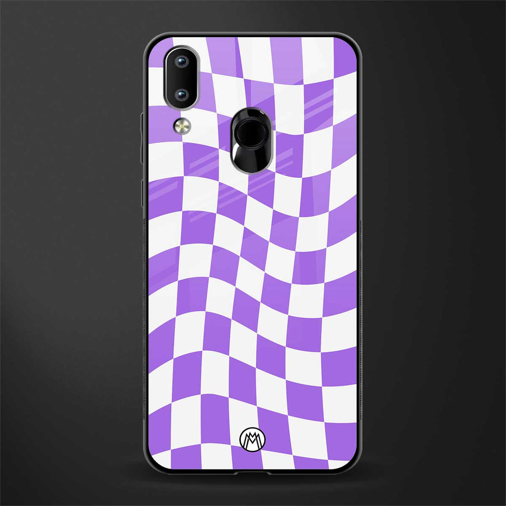 purple white trippy check pattern glass case for vivo y93 image