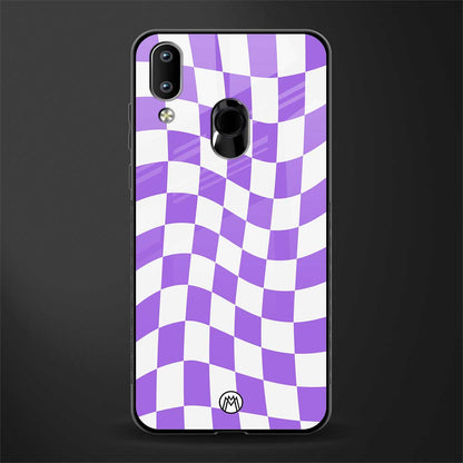 purple white trippy check pattern glass case for vivo y91 image