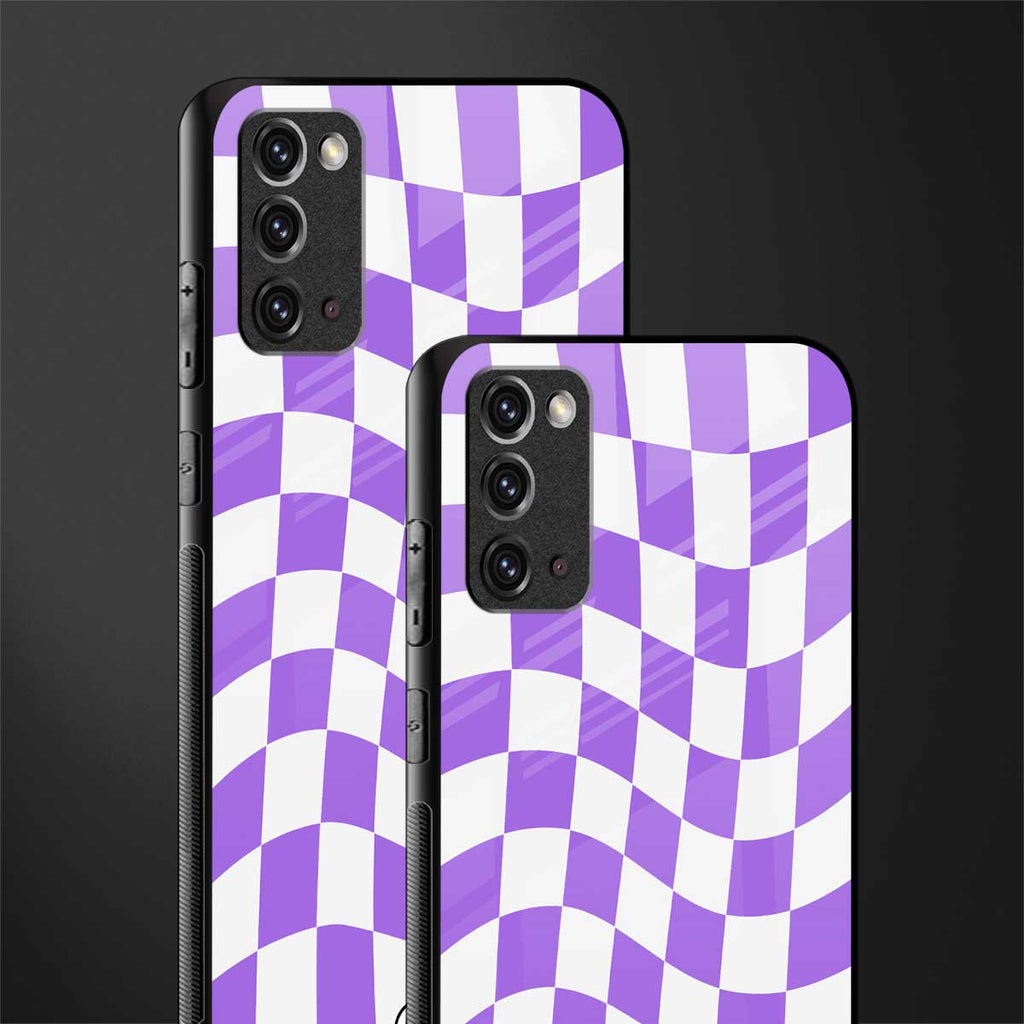 purple white trippy check pattern glass case for samsung galaxy note 20 image-2