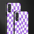 purple white trippy check pattern glass case for realme 7 image-2