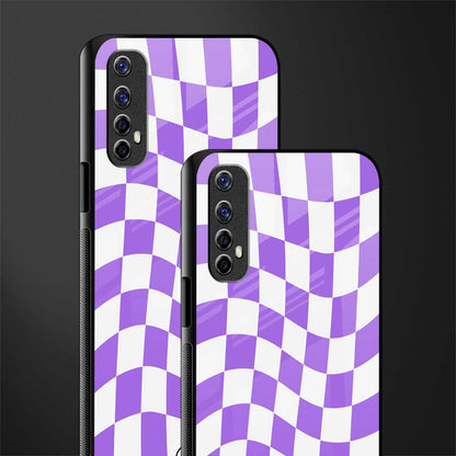 purple white trippy check pattern glass case for realme 7 image-2
