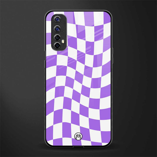 purple white trippy check pattern glass case for realme 7 image
