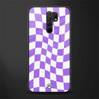 purple white trippy check pattern glass case for redmi 9 prime image