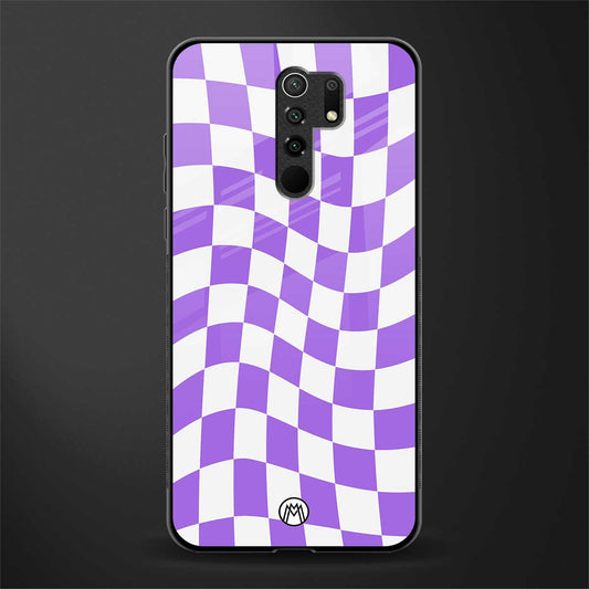 purple white trippy check pattern glass case for redmi 9 prime image