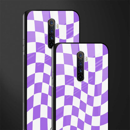 purple white trippy check pattern glass case for realme x2 pro image-2