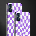 purple white trippy check pattern glass case for vivo v17 image-2
