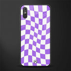 purple white trippy check pattern glass case for redmi 9a image