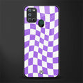 purple white trippy check pattern glass case for realme 7i image