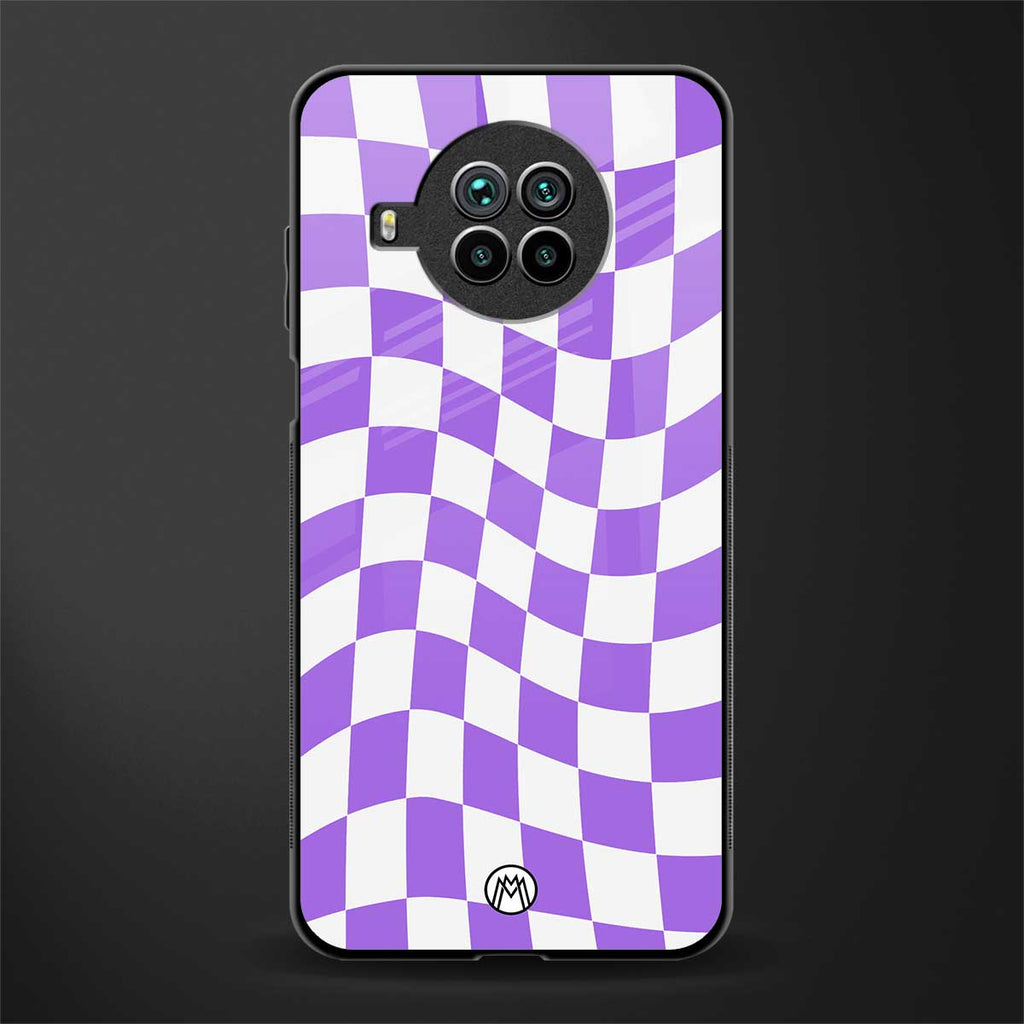purple white trippy check pattern glass case for mi 10i image