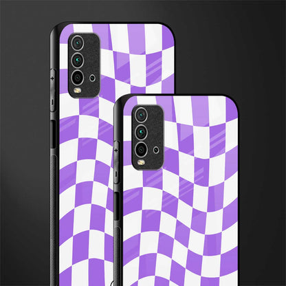 purple white trippy check pattern glass case for redmi 9 power image-2