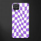 purple white trippy check pattern glass case for samsung galaxy a12 image