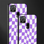 purple white trippy check pattern glass case for realme c21 image-2