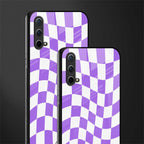 purple white trippy check pattern glass case for oneplus nord ce 5g image-2