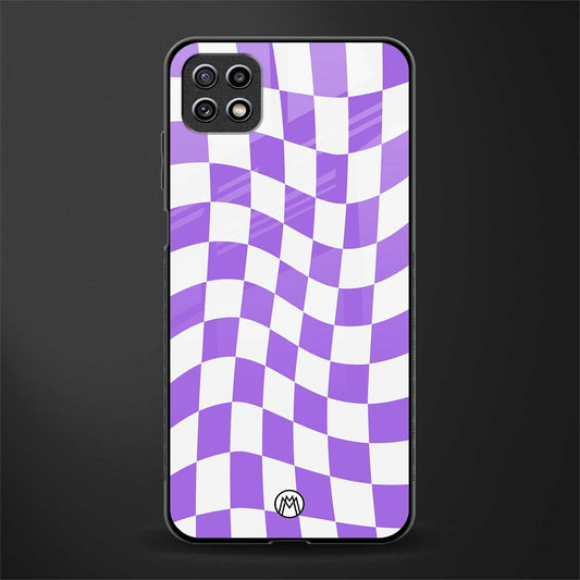purple white trippy check pattern glass case for samsung galaxy a22 5g image