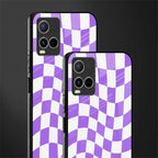 purple white trippy check pattern glass case for vivo y21s image-2