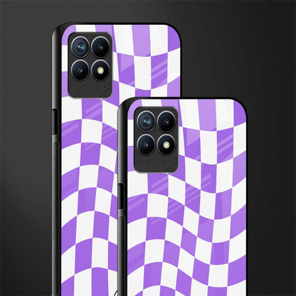 purple white trippy check pattern glass case for realme 8i image-2
