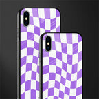 purple white trippy check pattern glass case for iphone xs max image-2