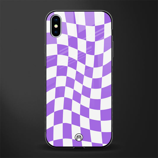 purple white trippy check pattern glass case for iphone xs max image