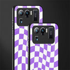 purple white trippy check pattern glass case for mi 11 ultra 5g image-2