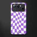 purple white trippy check pattern glass case for mi 11 ultra 5g image