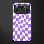 purple white trippy check pattern glass case for mi 11 ultra 5g image