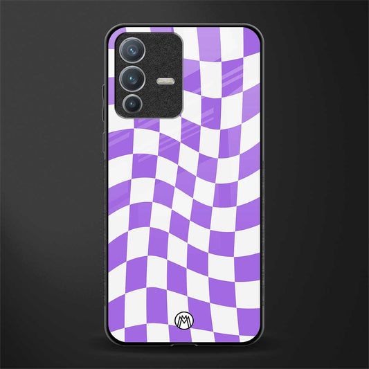 purple white trippy check pattern glass case for vivo v23 pro 5g image