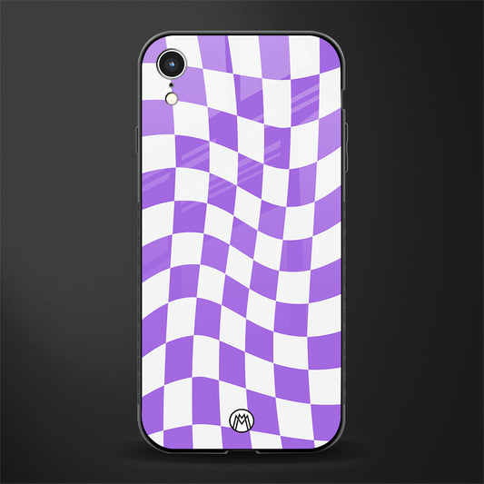 purple white trippy check pattern glass case for iphone xr image