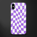 purple white trippy check pattern glass case for iphone xs image