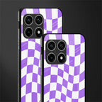 purple white trippy check pattern glass case for oneplus 10 pro 5g image-2