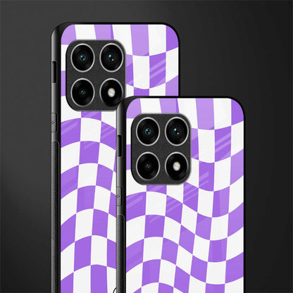 purple white trippy check pattern glass case for oneplus 10 pro 5g image-2