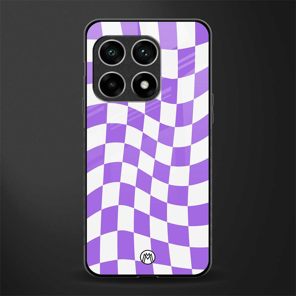 purple white trippy check pattern glass case for oneplus 10 pro 5g image