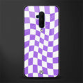 purple white trippy check pattern glass case for oneplus 7t pro image