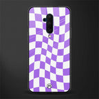 purple white trippy check pattern glass case for oneplus 7t pro image