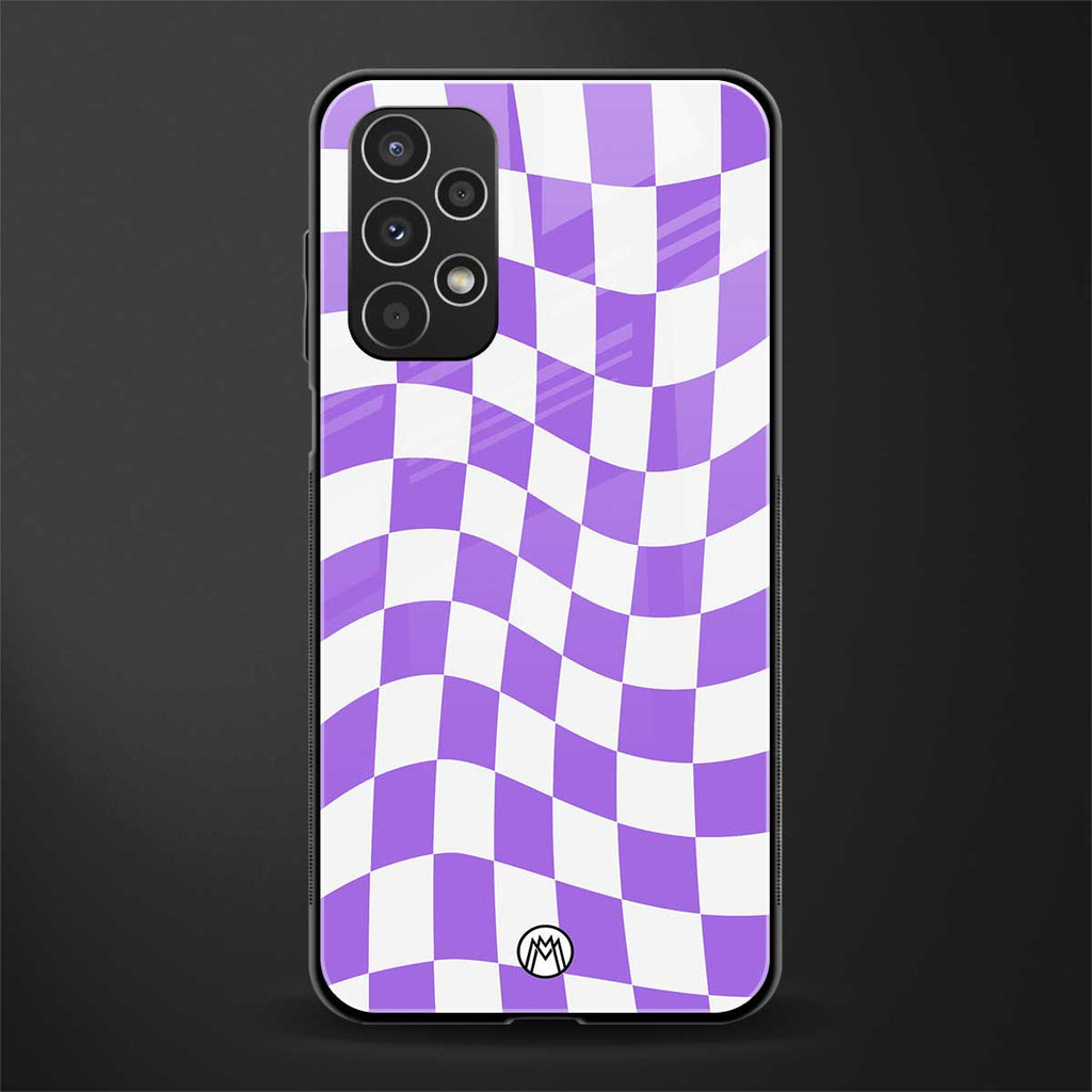 purple white trippy check pattern back phone cover | glass case for samsung galaxy a13 4g