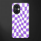 purple white trippy check pattern back phone cover | glass case for oppo f21 pro 5g