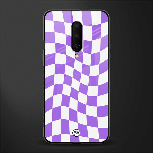 purple white trippy check pattern glass case for oneplus 7 pro image