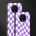 purple white trippy check pattern glass case for oneplus 7t image-2