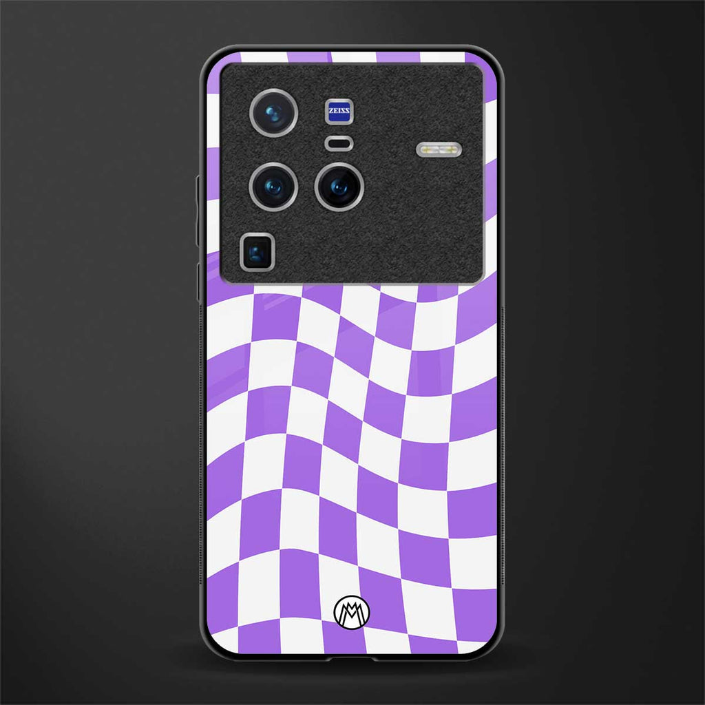 purple white trippy check pattern glass case for vivo x80 pro 5g image
