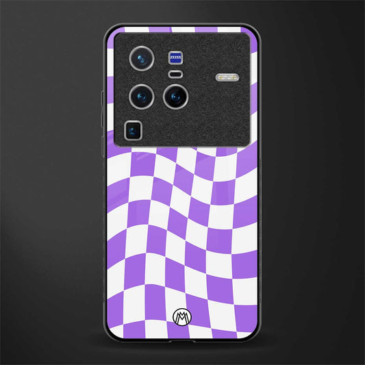 purple white trippy check pattern glass case for vivo x80 pro 5g image