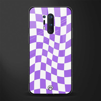 purple white trippy check pattern glass case for oneplus 8 pro image
