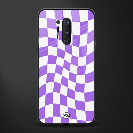 purple white trippy check pattern glass case for oneplus 8 pro image