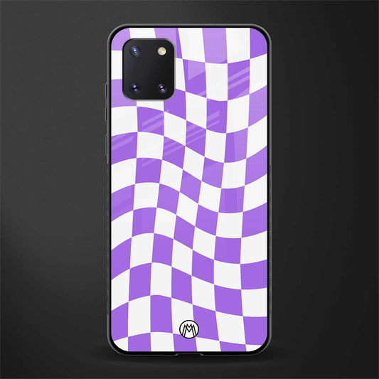 purple white trippy check pattern glass case for samsung a81 image