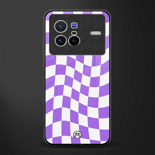 purple white trippy check pattern glass case for vivo x80 image