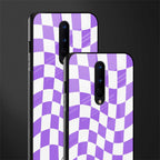 purple white trippy check pattern glass case for oneplus 8 image-2